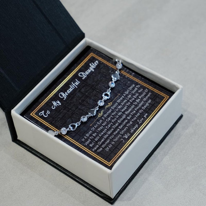CALLA DECORGIFTS To My Daughter Bracelet From Mom And Dad With Heartfelt Message & Elegant Box, Valentines Gifts For Daughter, Jewelry Gift For Daughter From Mother and Father On Birthday, Graduation - Image 2